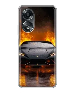 Чехол для OPPO A58 (4G) с картинкой «Lamborghini в огне»
