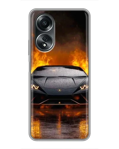 Чехол для OPPO A58 (4G) с картинкой «Lamborghini в огне»