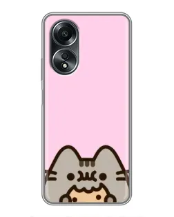Чехол для OPPO A58 (4G) с картинкой «Pusheen и печенье»