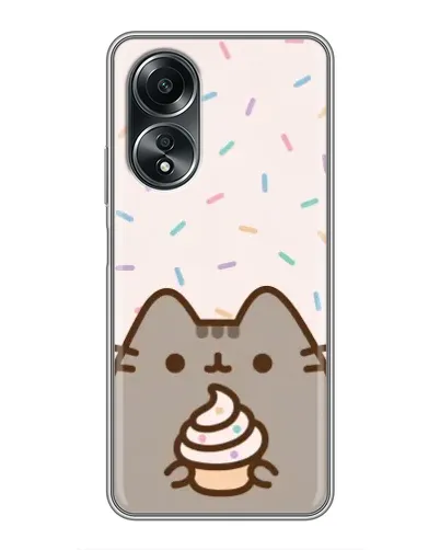 Чехол для OPPO A58 (4G) с картинкой «Пушин с кексом»