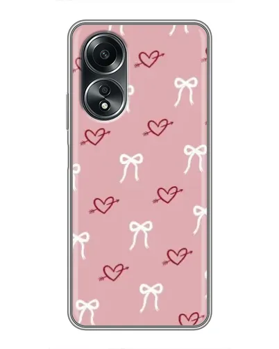 Чехол для OPPO A58 (4G) с картинкой «Сердца и банты»