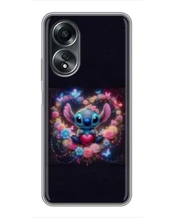 Чехол для OPPO A58 (4G) с картинкой «Stitch в цветах» Чехол для OPPO A58 (4G) с картинкой «Stitch в цветах»
