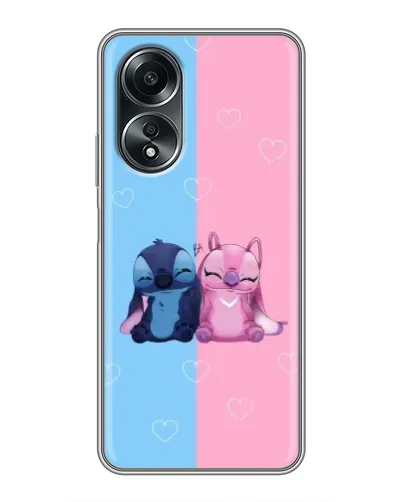 Чехол для OPPO A58 (4G) с картинкой «Stitch и Angel Love»