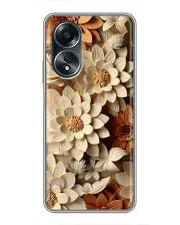 Чехол для OPPO A58 (4G) с картинкой «Бежевый флористический декор»