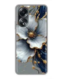 Чехол для OPPO A58 (4G) с картинкой «Белый цветок и золотой флюид»