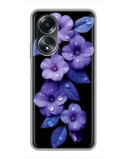 Чехол для OPPO A58 (4G) с картинкой «Фиолетовые цветы с росою»