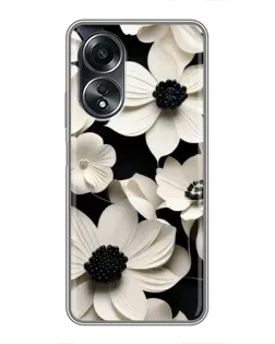 Чехол для OPPO A58 (4G) с картинкой «Объемные белые цветы»