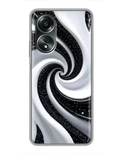 Чехол для OPPO A58 (4G) с картинкой «Черно-белая спираль»