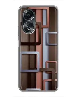 Чехол для OPPO A58 (4G) с картинкой «Коричневые объемные квадраты»