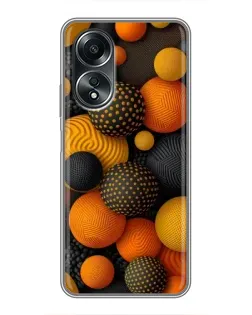 Чехол для OPPO A58 (4G) с картинкой «Объемные оранжевые сферы»