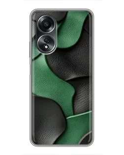 Чехол для OPPO A58 (4G) с картинкой «Зеленые кожаные волны»