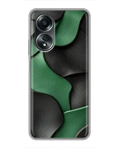 Чехол для OPPO A58 (4G) с картинкой «Зеленые кожаные волны»