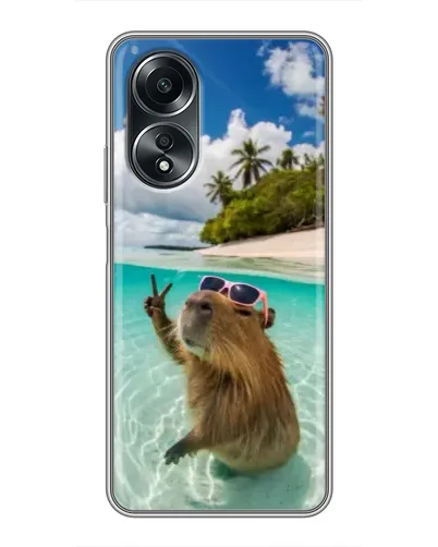 Чехол для OPPO A58 (4G) с картинкой «Капибара на море» Чехол для OPPO A58 (4G) с картинкой «Капибара на море»
