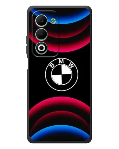 Чехол для OPPO A5m с картинкой «Логотип BMW и неоновые дуги»