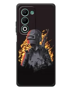 Чехол для OPPO A5m с картинкой «PUBG — огненный силуэт»