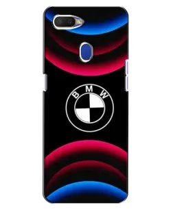 Чехол для OPPO A5s с картинкой «Логотип BMW и неоновые дуги»