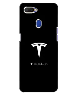 Чехол для OPPO A5s с картинкой «Tesla White Logo»