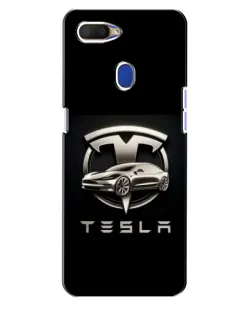 Чехол для OPPO A5s с картинкой «Tesla — серебристое авто»