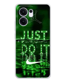 Чехол для OPPO A5x 5G с картинкой «Зеленый неоновый Nike»