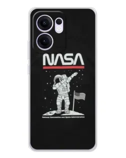Чехол для OPPO A5x 5G с картинкой «NASA — шагаем по Луне»