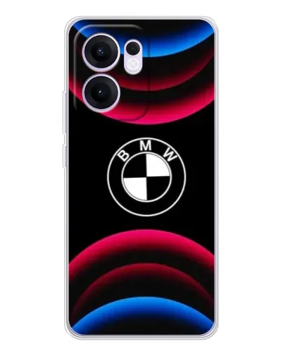 Чехол для OPPO A5x 5G с картинкой «Логотип BMW и неоновые дуги»