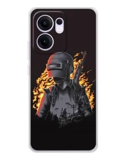 Чохол для OPPO A5x 5G з картинкою «PUBG — вогняний силует»