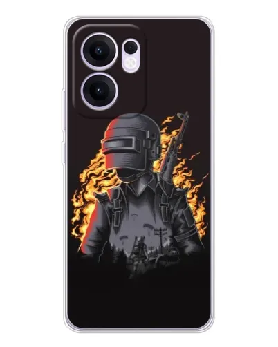Чохол для OPPO A5x 5G з картинкою «PUBG — вогняний силует»