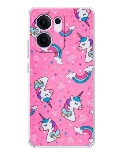 Чехол для OPPO A5x 5G с картинкой «Unicorn паттерн розовый»