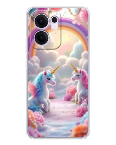 Чехол для OPPO A5x 5G с картинкой «Радуга и единороги»