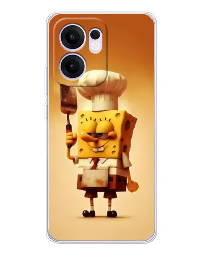 Чехол для OPPO A5x 5G с картинкой «Губка Боб повар»