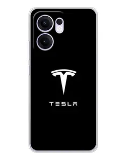 Чохол для OPPO A5x 5G з картинкою «Tesla White Logo»