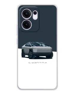 Чохол для OPPO A5x 5G з картинкою «Сріблястий Cybertruck Tesla»