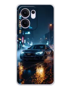 Чехол для OPPO A5x 5G с картинкой «Ночной город и Audi»