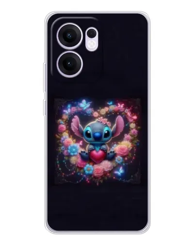 Чехол для OPPO A5x 5G с картинкой «Stitch в цветах»
