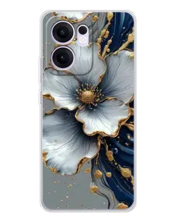 Чохол для OPPO A5x 5G з картинкою «Біла квітка та золотий флюїд»