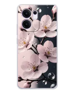 Чохол для OPPO A5x 5G з картинкою «Ніжня сакура та краплі»