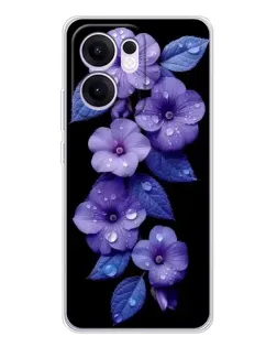 Чохол для OPPO A5x 5G з картинкою «Фіолетові квіти з росою»