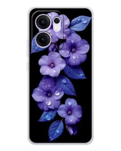 Чохол для OPPO A5x 5G з картинкою «Фіолетові квіти з росою»