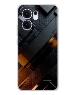 Чехол для OPPO A5x 5G с картинкой «Черные геометрические блоки»