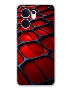 Чехол для OPPO A5x 5G с картинкой «Красная глянцевая сетка»