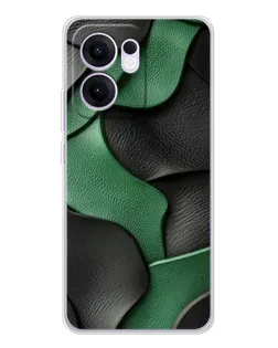 Чехол для OPPO A5x 5G с картинкой «Зеленые кожаные волны»