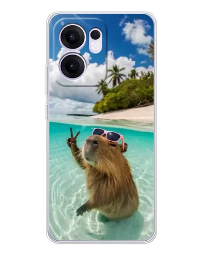 Чохол для OPPO A5x 5G з картинкою «Капібара на морі»