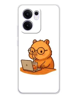 Чохол для OPPO A5x 5G з картинкою «Капібара з ноутбуком»