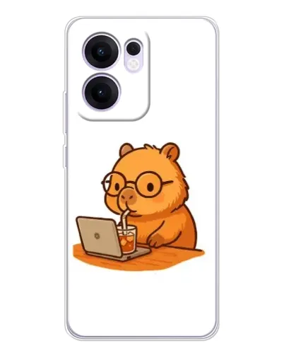 Чохол для OPPO A5x 5G з картинкою «Капібара з ноутбуком»