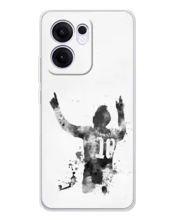 Чохол для OPPO A5x 5G з картинкою «Чорно-білий силует Мессі»