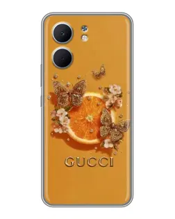 Чехол для OPPO A5x с картинкой «Gucci — золотые бабочки»