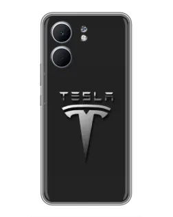 Чохол для OPPO A5x з картинкою «Сталевий логотип Tesla»