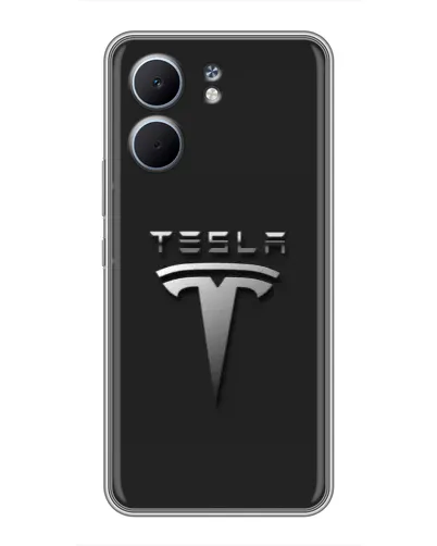 Чохол для OPPO A5x з картинкою «Сталевий логотип Tesla»