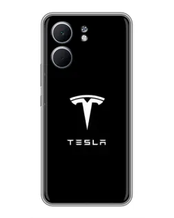 Чохол для OPPO A5x з картинкою «Tesla White Logo»
