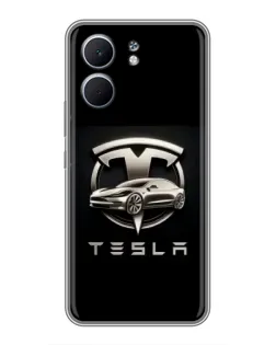 Чохол для OPPO A5x з картинкою «Tesla — срібне авто»